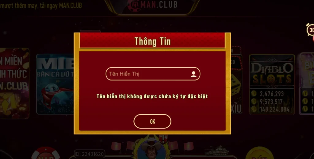 Cung cấp đúng thông tin khi đăng ký Manclub