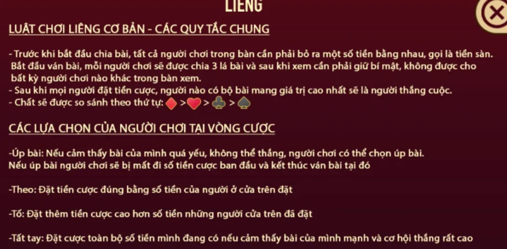 Nắm rõ luật khi tham gia tại Liêng Manclub