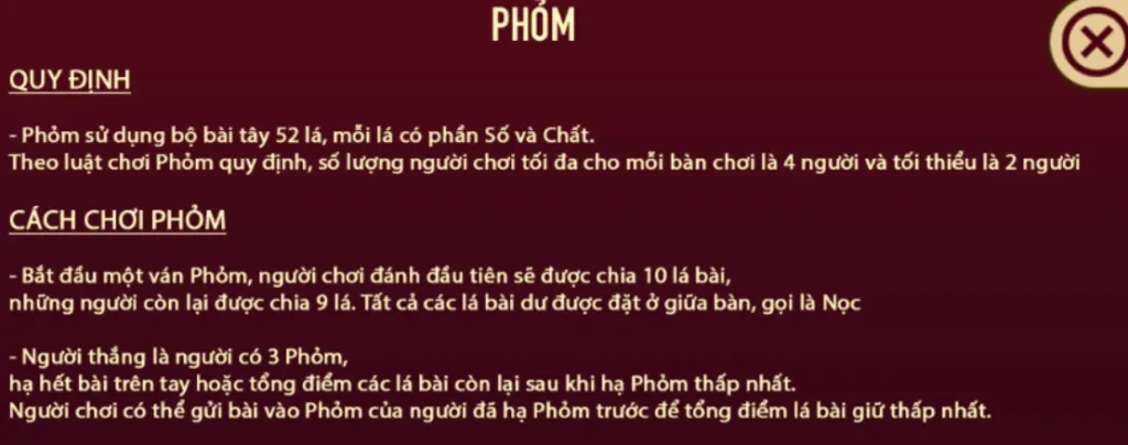Nắm vững các quy tắc khi tham gia Phỏm uy tín